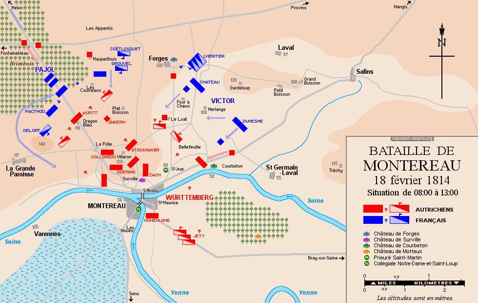 Batailles napoléoniennes - Carte de la bataille de Montereau - 