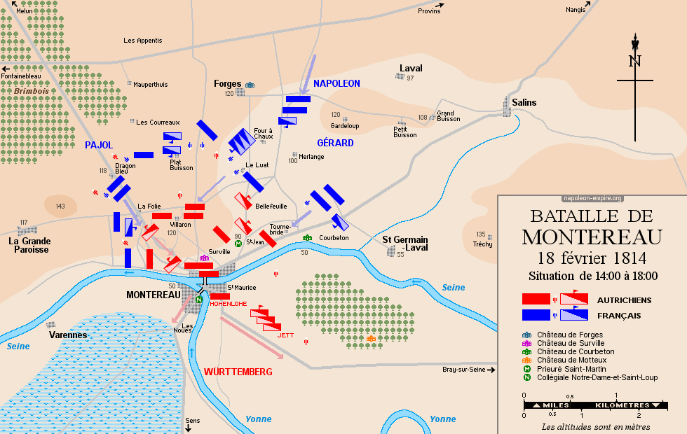 Batailles napoléoniennes - Carte de la bataille de Montereau - 