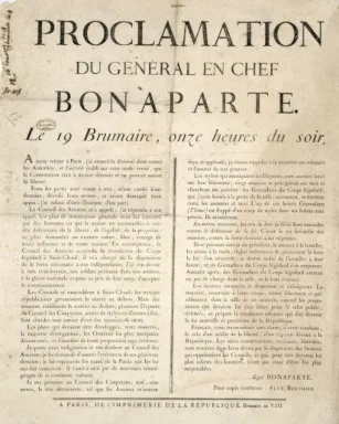 Affiche de l'acte du 19 brumaire an VIII