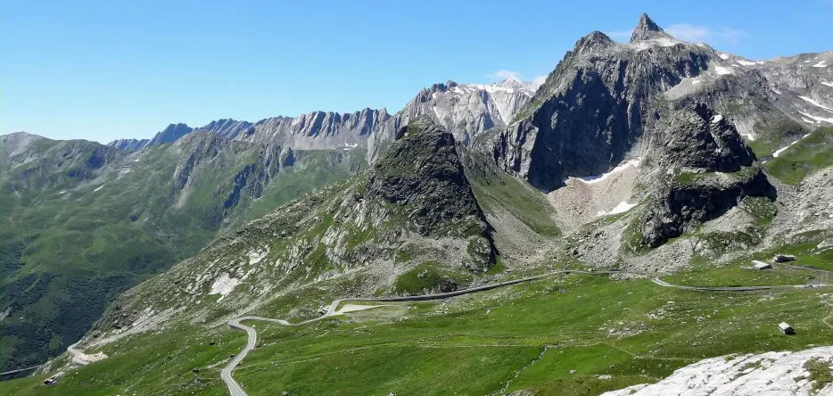 The road leading to the Grand Saint Bernard Pass