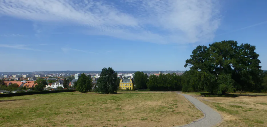 Räcknitz vu depuis l'endroit où le général Moreau a été mortellement blessé