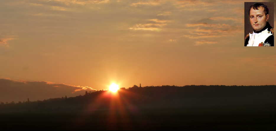 Lever de soleil sur le plateau de Pratzen à Austerlitz
