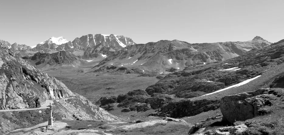 Swiss side of the Great St. Bernard Pass, seen from the monastery at its summit