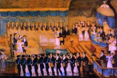 Réception d'une jeune femme dans une loge d'adoption sous le Premier Empire, tableau d'époque