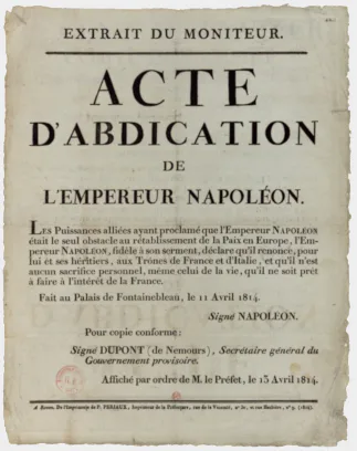 Affiche de la première abdication de Napoléon Ier Affiche de la première abdication de Napoléon Ier