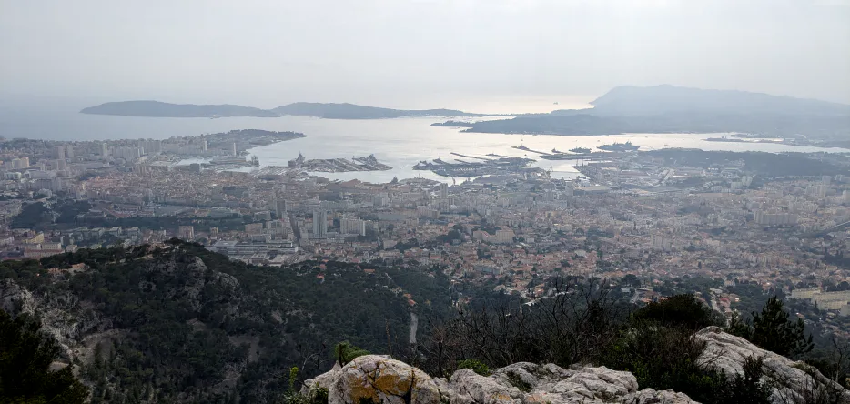 Toulon harbor in winter, viewed from the foothills of Mont-Faron
