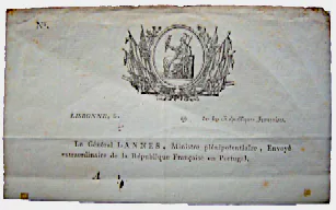 Papier à entête du général Lannes, ambassadeur au Portugal