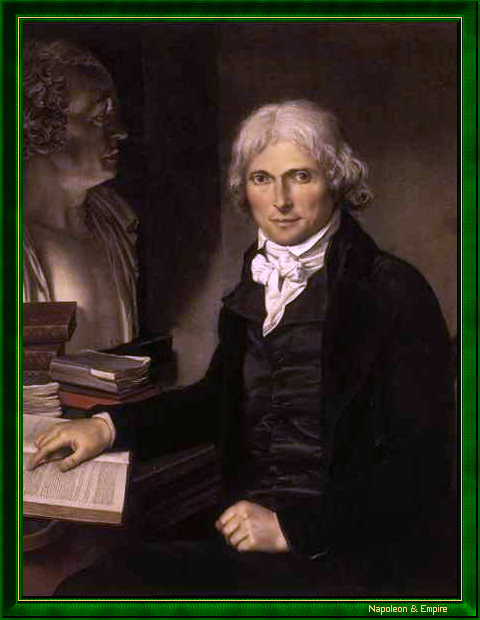 "Marie François Xavier Bichat, médecin et anatomiste, près du buste à l'antique du chirurgien anatomiste De Sault" par Pierre Maximilien Delafontaine (Paris 1777 - Paris 1860).