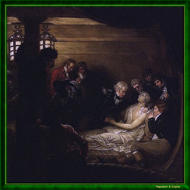 The death of Lord Nelson in the cockpit of the Victory, by B. West